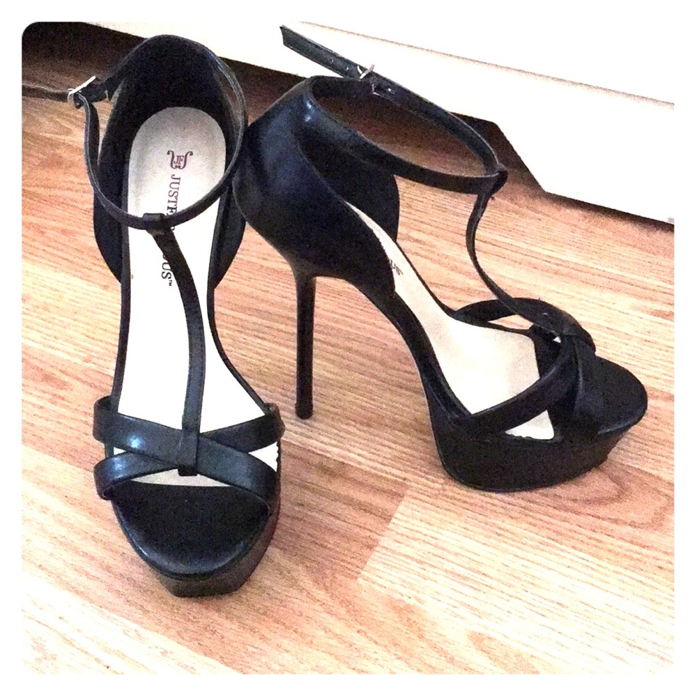 Black platform high heels, 8.5